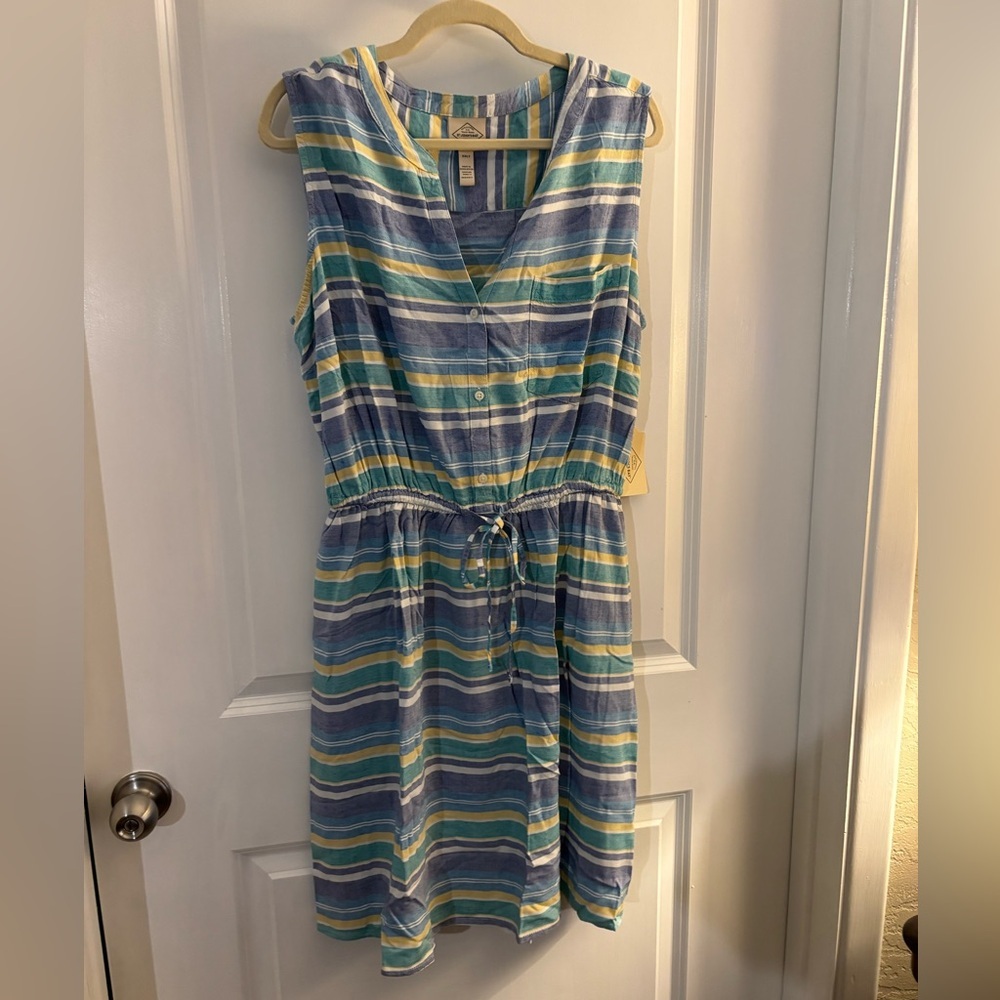 Woman’s St John’s Bay Sleeveless Striped Drawstring Waist Dress Sz XXLT